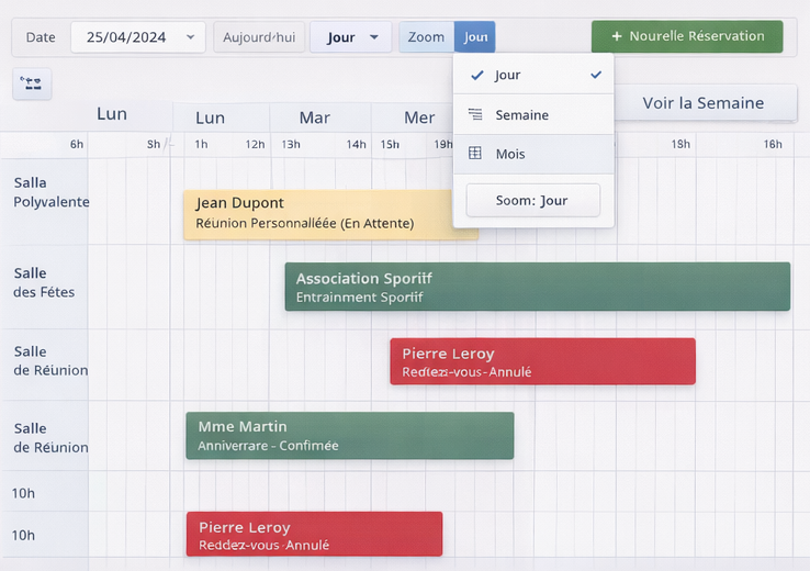Vue planning des salles