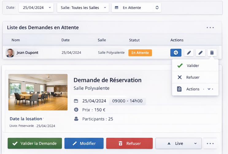 Vue workflow de validation